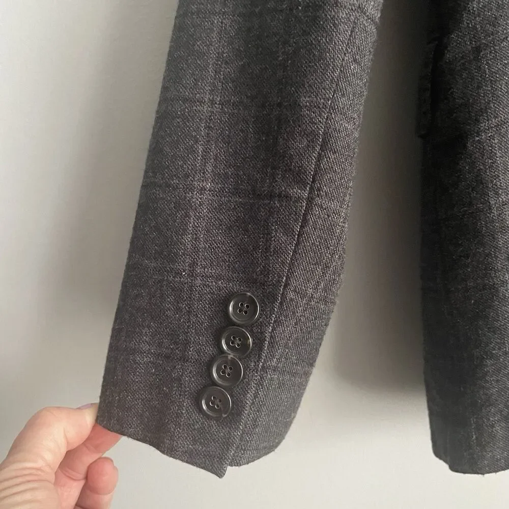 J. Crew Ludlow Blazer Size 40L Long Slim Fit Windowpane Wool Blend Unstructured